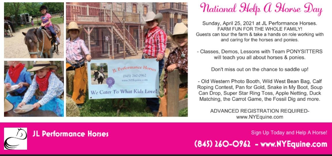 National Help A Horse Day - April 25- FAMILY FUN -No Prior Exp Needed