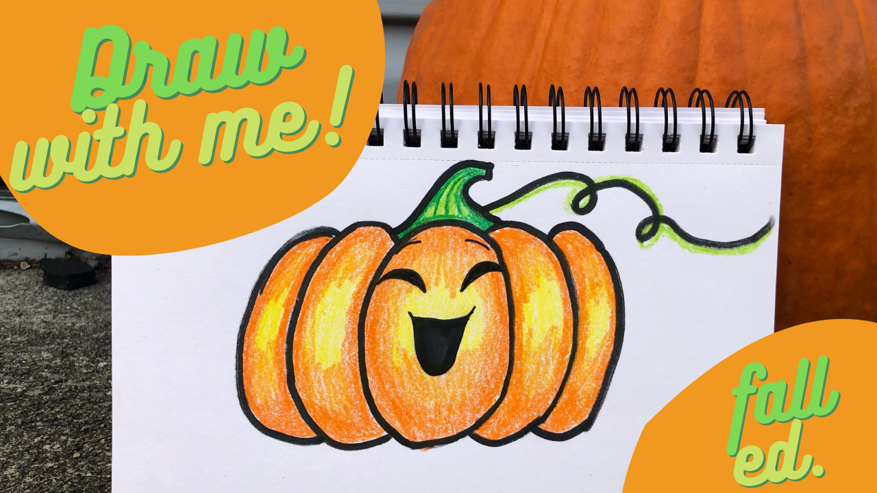 Draw and "Carve" a Pumpkin With Me! Easy Fall Sketch